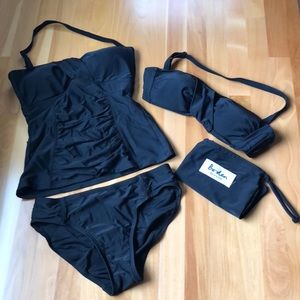 Boden 3-piece bikini/tankini black sz2 EUC